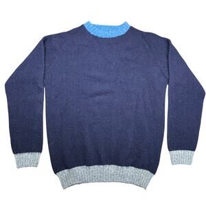 Howlin Captain Harry Sweater Mens XL Navy Blue Pure New Wool Crewneck Scotland